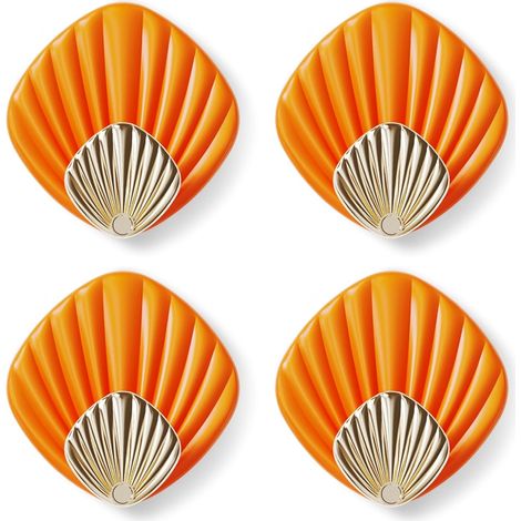 Muschelförmiger Klebehaken Für Die Wand, Hp004-o, Moderner Selbstklebender Haken Für Bad Und Küche, Garderobenhaken, 4er-set, Orange