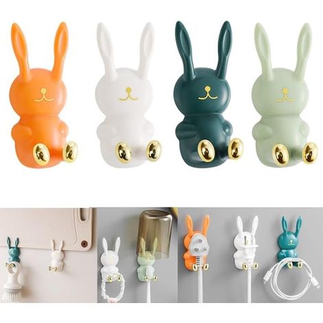 Stück Niedliche Tier-klebehaken Für Die Wand, Kreativer Hasen-kleiderhaken Für Kinderkleiderständer, Kein Bohren Erforderlich