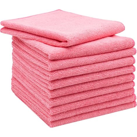 Set Mit 10 Mikrofasertüchern, 32 X 32 Cm, Rosa, Für Fenster Und Küche