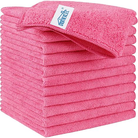 Set Mit 12 Rosa Mikrofasertüchern, Fusselfrei, Kratzfest, Saugfähig, Wiederverwendbar, Für Auto, Haushalt Und Küche