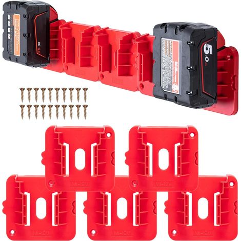 Milwaukee M18 18v Batteriehalter – 10er-pack – Abs-kunststoff – Verriegelungsmechanismus Zur Wand- Oder Unterregalmontage