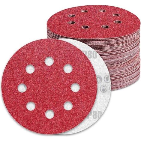 125-mm-schleifscheiben, Körnung 80, Schleifpapier, 90 Scheiben, 8 Löcher, Für Exzenterschleifer