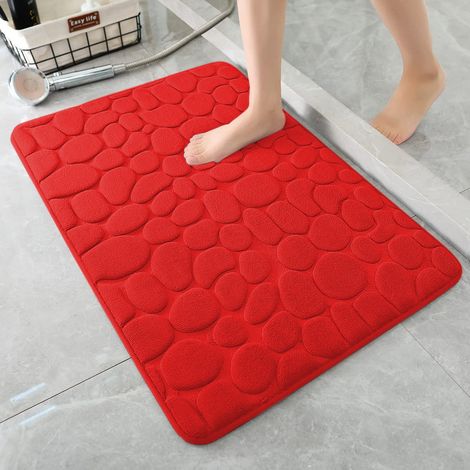 Badematte Aus Memory-schaum – Saugfähige Badematte – Dekorative Badematte – Rutschfest – Für Bad Und Wohnzimmer – 40 X 60 Cm – Rot, 35d Memory-schaum