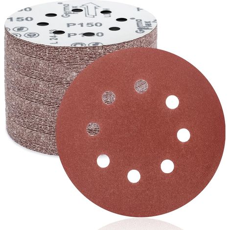 50 Schleifscheiben, 125 Mm, 8 Löcher, Für Exzenterschleifer, Körnung 150, Holzbearbeitung