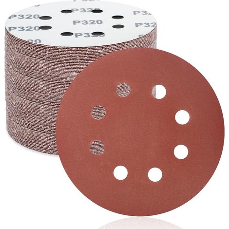 50 Schleifscheiben, 125 Mm, 8 Löcher, Für Exzenterschleifer, Körnung 320, Polierarbeiten