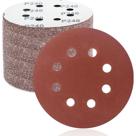 50 Schleifscheiben, 125 Mm, 8 Löcher, Körnung 240, Für Exzenterschleifer, Metall Und Holz