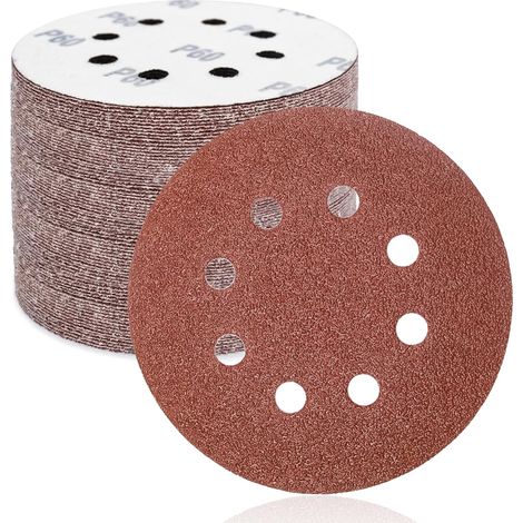50 Schleifscheiben, 125 Mm, 8 Löcher, Körnung 60, Exzenterschleifer, Metall & Holz