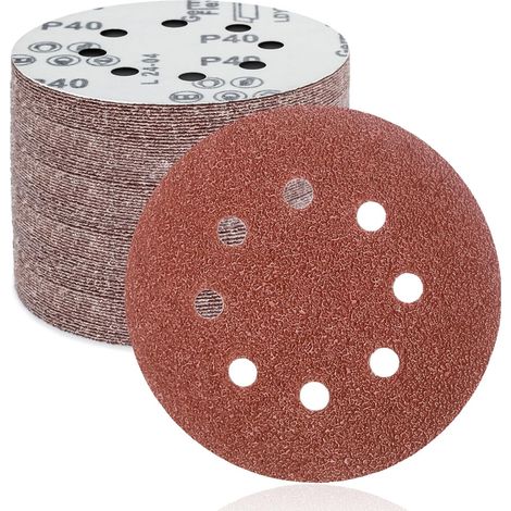 50 Schleifscheiben, 125 Mm, 8 Löcher, Körnung 40, Für Exzenterschleifer, Metall Und Holz