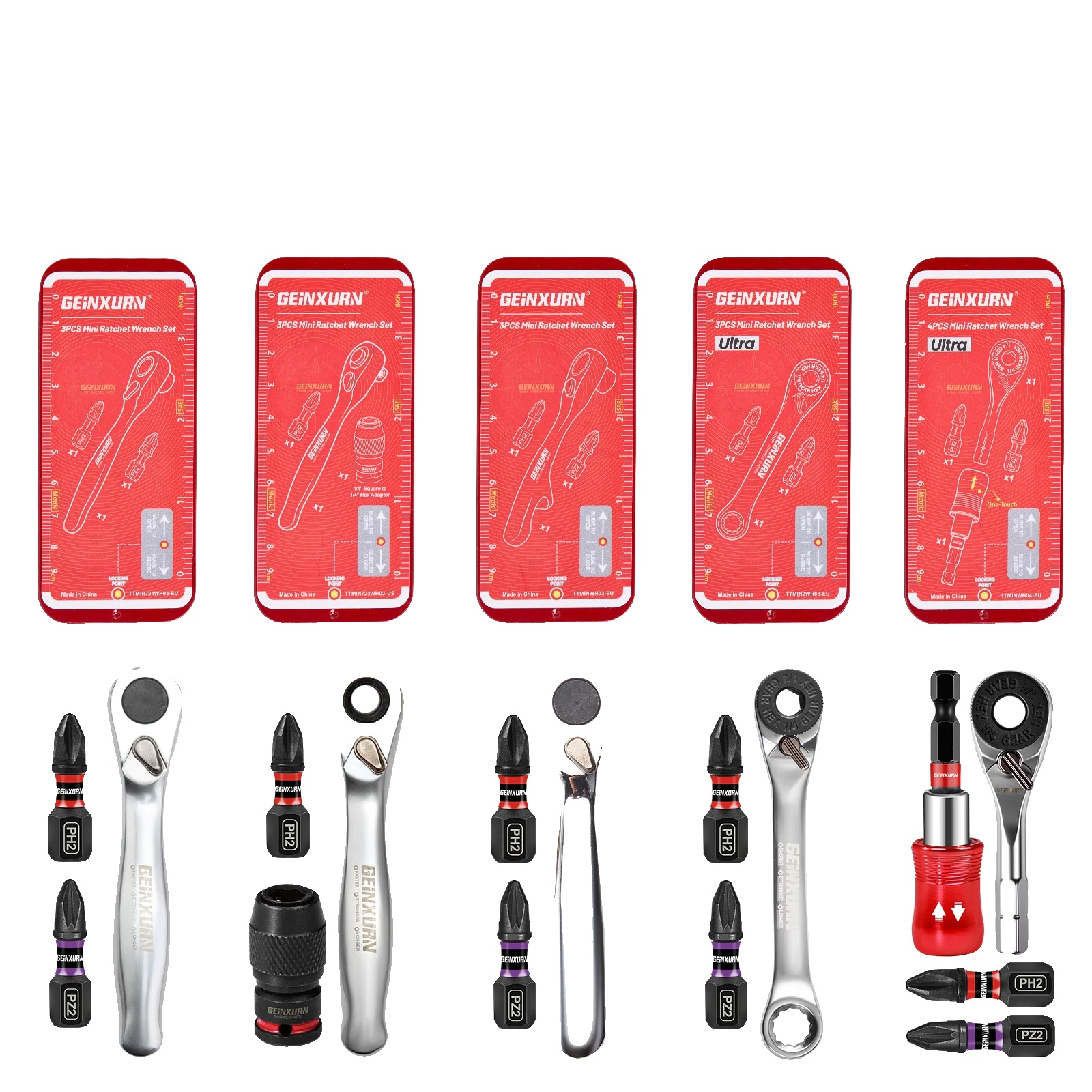 Mini-ratschenschlüssel-set, 72-zahn-mechanismus, Magnetischer Bithalter, 16-teilig