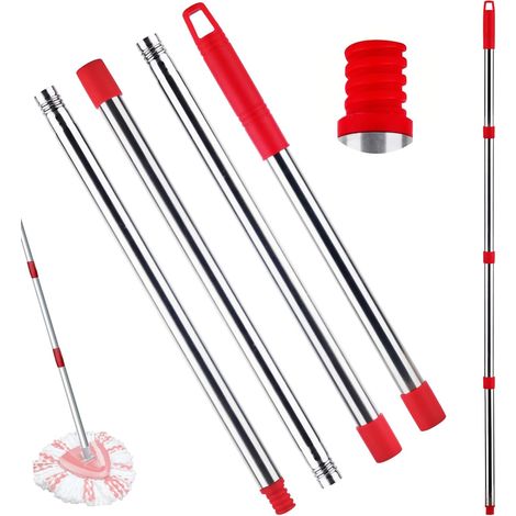 Besenstiel, Edelstahl, Verstellbar 81-147 Cm, Ergonomischer Griff, Für Rotationsmopp