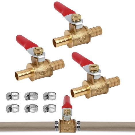 Satz Mit 3 Messing-kugelhähnen, Doppel-8-mm-düse, Rotem Griff, 15 Kgf/cm² Druck, Für Kraftstoff