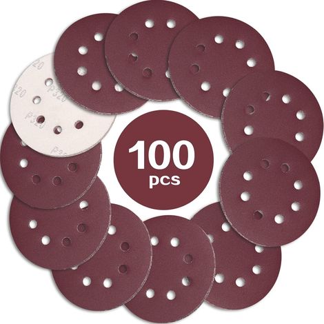 100 Schleifscheiben, 125 Mm, Körnung 320, 8 Löcher, Aluminiumoxid, Für Exzenterschleifer
