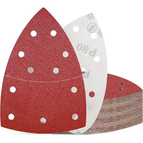 50 Dreieckige Schleifscheiben, Körnung 80, 11 Löcher, Aluminiumoxid, Für Detailschleifer