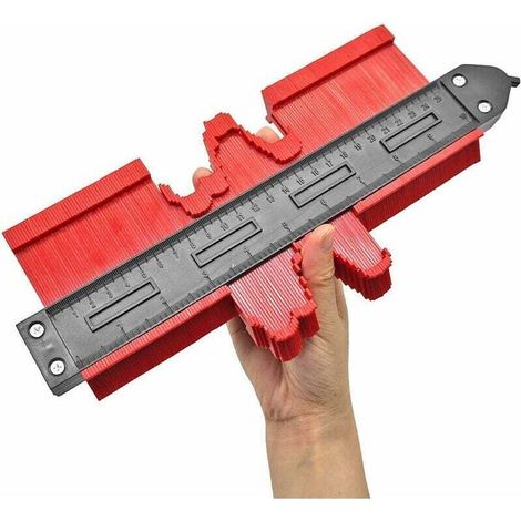 Konturenlehre, 25 Cm Profilmesslineal Für Präzise Fliesenmessung, Markierungswerkzeug Für Holzlaminate (10 Zoll, Rot)
