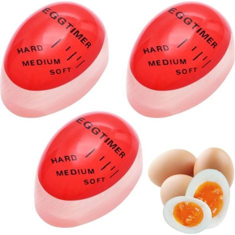 Eieruhr – 3-teiliges Set – Eierkocher – Wiederverwendbar – Wählt Die Garzeit Anhand Der Temperatur – Rot