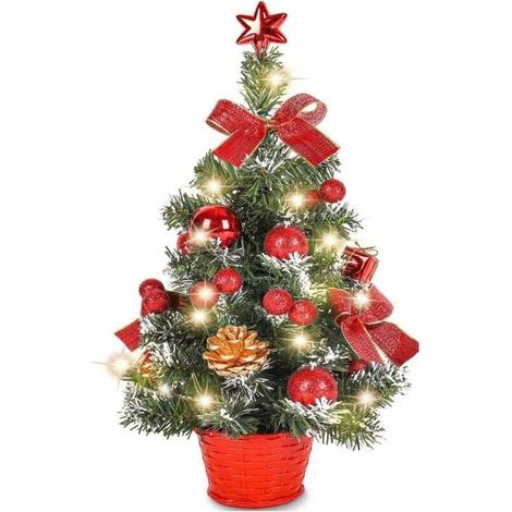 Mini-weihnachtsbaum (40 Cm) – Mit Led-beleuchtung – Für Büro Und Innenräume – Aus Robustem Und Umweltfreundlichem Pvc