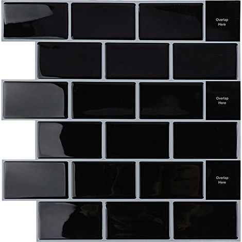 Selbstklebende Spritzschutzwand Für Küche Und Bad, Weiße, Selbstklebende Wandfliesen In Fliesenoptik, Wasserfeste 3d-metro-pvc-wandfliesen, 4 Stück (schwarz, 4 Bögen)
