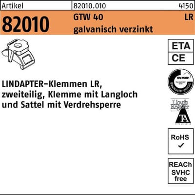 Gt lr m 10 feuerverzinkt, 2 Teile s - Lindapter