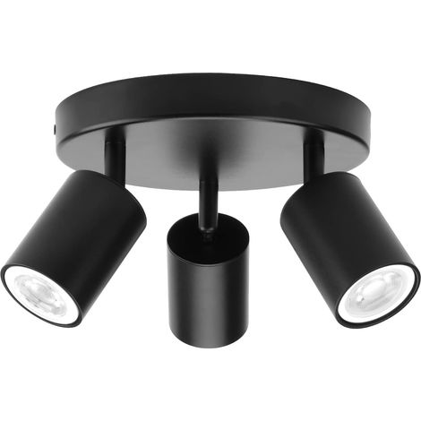 Schwarze 3-spot-deckenleuchte, 330° Verstellbar, Gu10-fassung, Aluminium, Für Küche/wohnzimmer