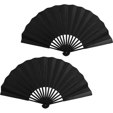 Set Mit 2 Fächern, Kkvogmle, Bambus/seide, 25 Cm, Schwarz