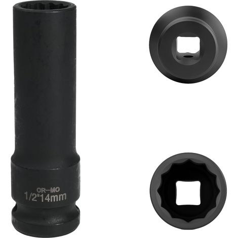 X 14 Mm 1/2" 12-punkt-schlagschrauber-steckschlüssel, Schwarzer Chrom-molybdän-stahl, Für Kfz-mechaniker