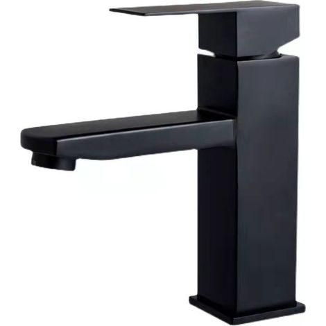 Schwarze Armatur, Waschbeckenarmatur, Wasserfall-badezimmerarmatur, Badezimmerarmatur, Quadratische Chrom-einhebelarmatur, Anti-fingerprint