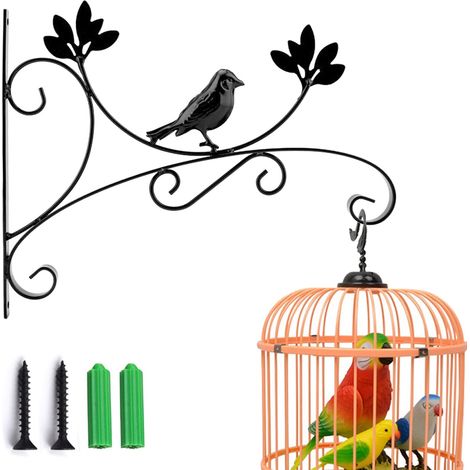 Wandmontierter Pflanzenhaken Mit Schraubbefestigung, Pflanzenlaterne, Vogelfutterhaus, Metall-gartenkorb Für Garten- Und Balkondekoration (vogel)