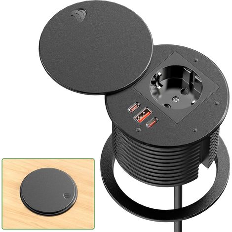 Ausziehbare Steckdosenleiste, 2 Usb-c Pd 35w-anschlüsse, 1 Usb-a Qc-anschluss, Schutzabdeckung, Für Küche Und Büro