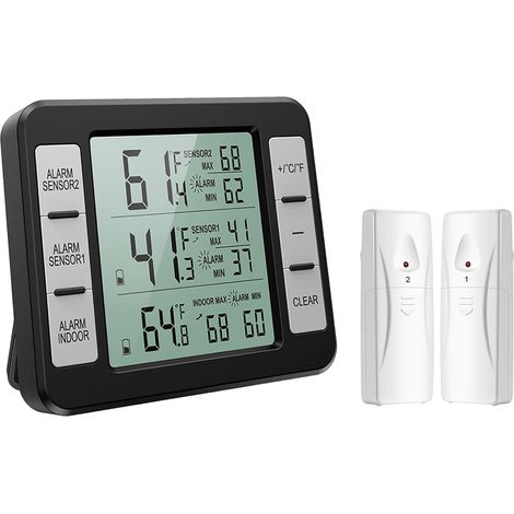 Thermometer, 2 Drahtlose Sensoren, Akustischer Alarm, Min/max-anzeige, Für Kühlschrank, Gefrierschrank Und Küche