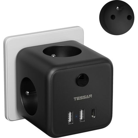 Würfel-steckdosenleiste Mit 3 Ac-steckdosen, 3 Usb-anschlüssen, Schalter, 2500 W, Für Den Schreibtisch