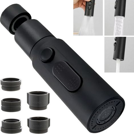 X 360°-wasserhahn-luftsprudler, 2 Modi, 5 X M22-adapter, Abs, Stahl, Kupfer, Küche, Badezimmer