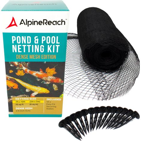 Koi-teichnetz, Feinmaschig 1 Cm, Schwarz, Uv-beständig, Mit Heringen, Für Teich Und Garten