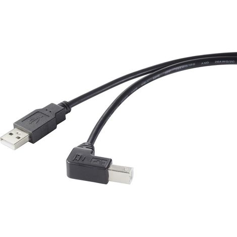 Usb 2.0 Usb-a-stecker Auf Usb-b-stecker-kabel, 0,50 M, Schwarz, 90° Abgewinkelt, Rf-4613068 Y783212