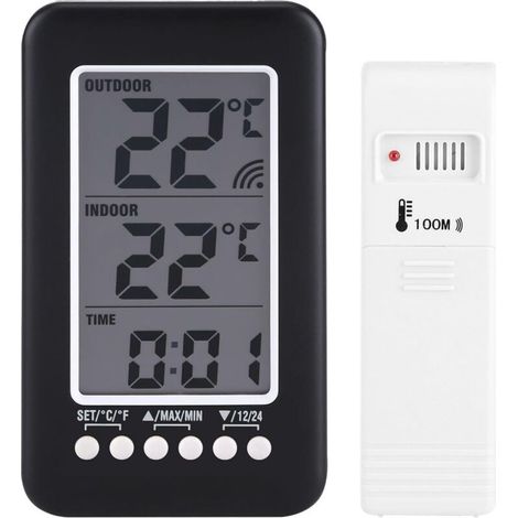 Kabelloses Innen-/außenthermometer Mit Digitalem Lcd-display, Wettersensor, Led-anzeige, Digitaluhr Und Automatischer Aktualisierungsfunktion Für Zuhause, Küche Und Büro Mit Temperaturüberwachung.