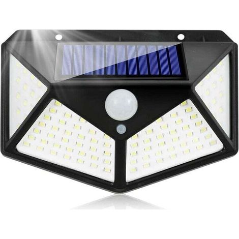 Solar-flutlicht Mit 100 Leds Und Bewegungsmelder – Wasserdicht Nach Ip65 – 3 Beleuchtungsmodi – 6500 K Lichtfarbe Für Garten Und Garage