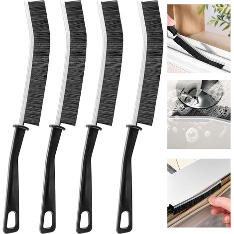 Reinigungsbürste, 4-teiliges Dachrinnenreinigungsbürsten-set, Multifunktionale Fliesenfugenbürste, Badezimmerbürste, Reinigungswerkzeuge Für Den Haushalt (schwarz)