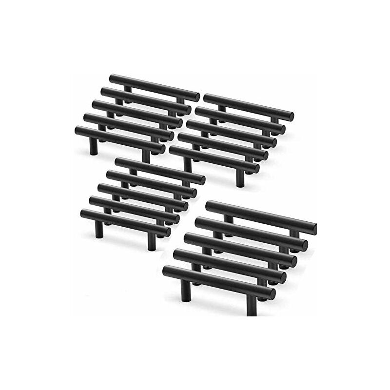 Set Mit 20 Schwarzen Möbelgriffen – Edelstahl – 64 Mm Lochabstand – 100 Mm Länge – Matte Oberfläche Für Küche Und Schränke – 20 Stück