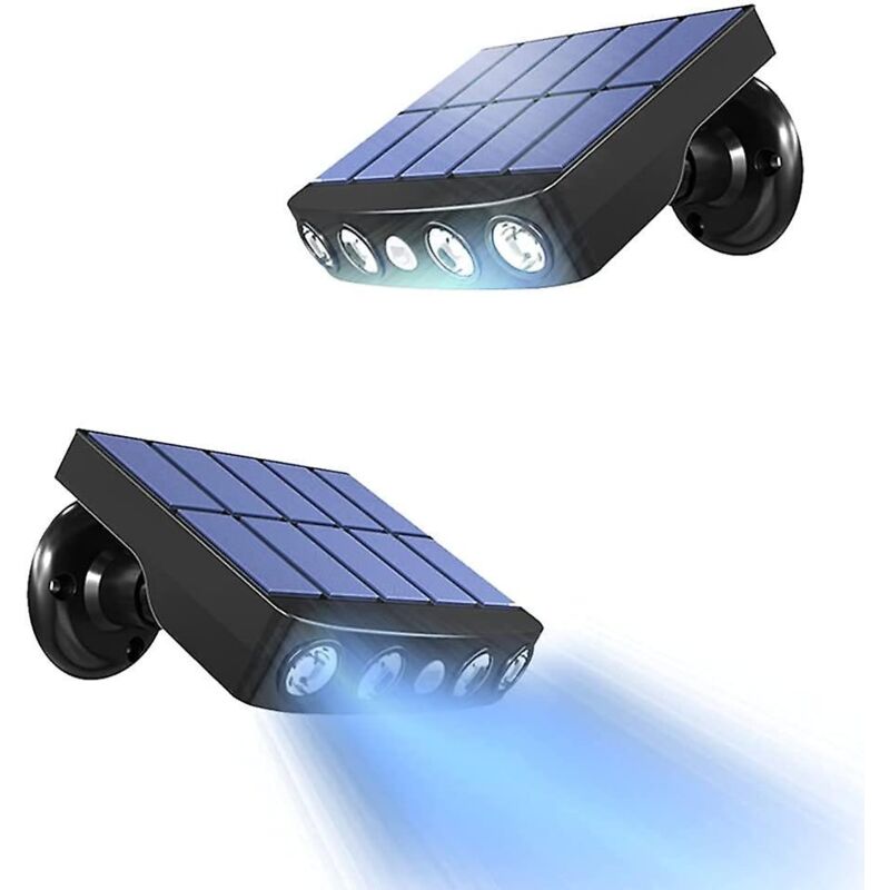 2er-pack Solar-außenleuchten – Pir-bewegungsmelder – Ip65 Wasserdicht – Solarzellen In Industriequalität – Schwarz – 1200 Mah