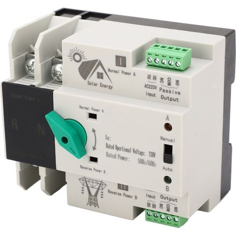 Automatischer Doppelstrom-umschalter 2p – Ac 230 V 50/60 Hz – 80 A – Schnellsynchronisationssteuerung – 35-mm-schienenmontage