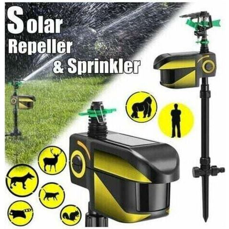 Solarbetriebenes, Wasserabweisendes Gerät Für Tiere. Infrarot-bewegungsmelder. Automatischer Wasserstrahl. Reichweite: 90 M². Gewicht: 500 G.