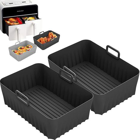 Set Mit 2 Silikon-heißluftfritteusenformen – 21,5 X 14,5 X 7 Cm – Kompatibel Mit Ninja Foodi Af300eu Und Af400eu – Hitzebeständig Bis 200 °c