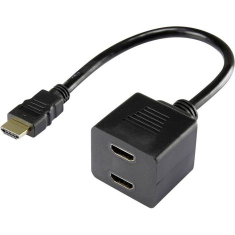Hdmi-y-adapter, 1x Stecker, 2x Buchse, 20 Cm, Rf4212177 – Auflösung: 1920x1080 – Kupfer Mit Vergoldeten Kontakten – Für Hdmi-monitore – W717301