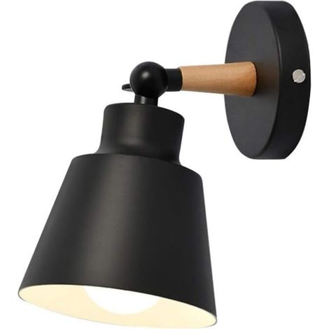 Moderne Wandleuchte Aus Holz, Retro-wandlampe, Minimalistische Wandleuchte Für Schlafzimmer, Nachttisch, Flur, Büro, Korridor, E27 Schwarz