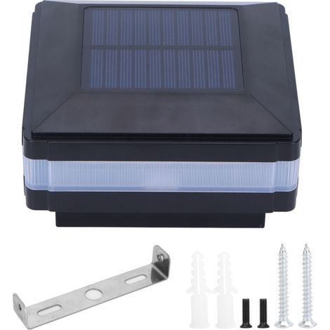 Led-pfostenleuchte, Solarbetrieben, Zweifarbig, Induktions-zaunkappenleuchte, Ip65 Wasserdicht, Schwarz (warmweiß/blau)
