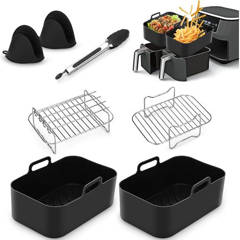 7-teiliges Zubehörset Für Die Heißluftfritteusen Ninja Af400uk Und Af451uk – Silikonbürste, Metallständer, Handschuhe, Zange – Hitzebeständig Bis 200 °c