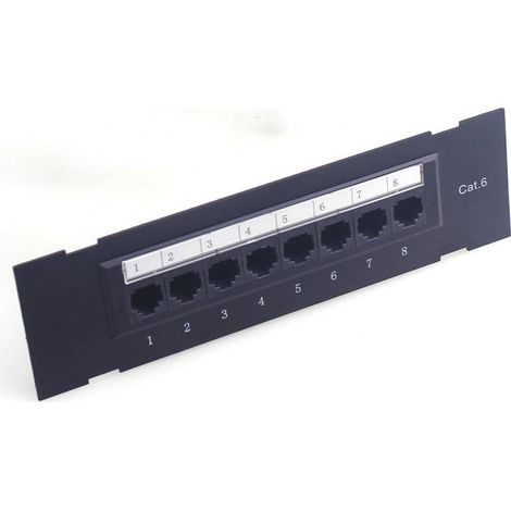 8-port Cat6 Patchpanel-kommunikationsgehäuse – T568a/b-verkabelung – Schwarzer Elektrostatischer Stahl – Wand- Oder Rackmontage