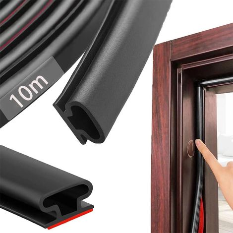 Schalldichte Tür- Und Fensterdichtung, Gummi D – Stark Klebend – Wärme- Und Schalldämmung – Für Spalten Von 2,5 Bis 6 Mm – 10 M Schwarz