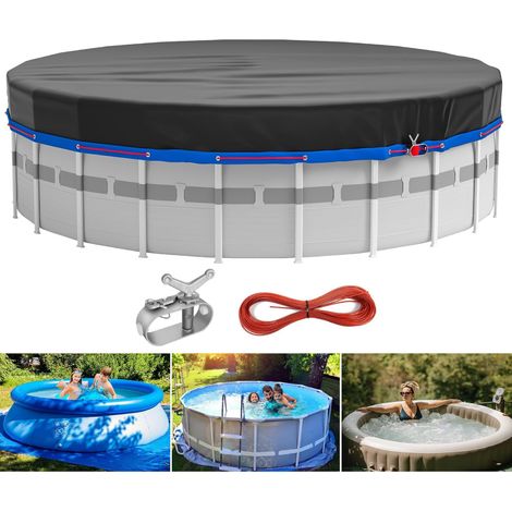 Runde Poolabdeckung Für Aufstellpools (3 M Durchmesser) – 210d Oxford-gewebe Upf50+ – Wasserdicht Und Staubdicht – Einfache Montage Mit Stahlseilen