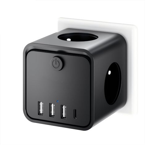 Wandsteckdosenleiste, 3 Französische Steckdosen, 3 Usb-anschlüsse, 1 Typ-c-anschluss, Für Das Homeoffice