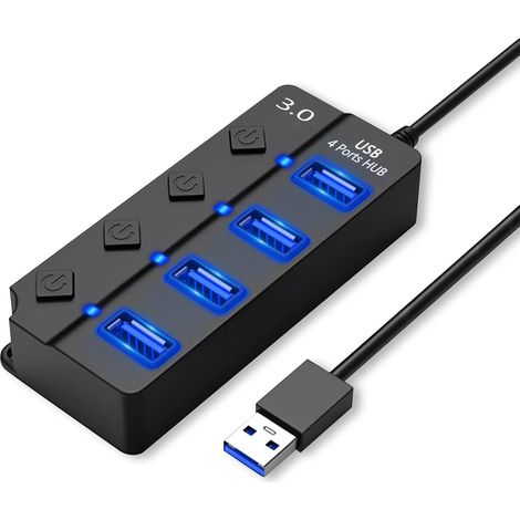 Usb-hub Mit Separatem Schalter, Led-anzeigen, Schnellübertragung Und Laptop-ladefunktion
